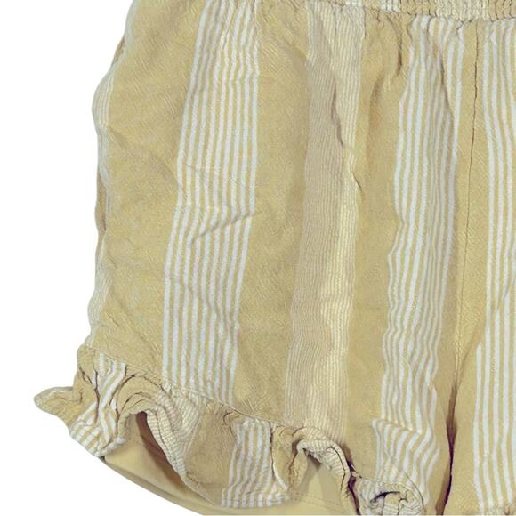 American Eagle Linen Blend Ruffle Runner Shorts Yellow Striped Size Small - Picture 4 of 13